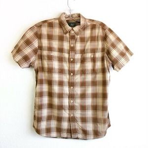 GH Bass Brown Large Button Down Shirt Tartan Plaid